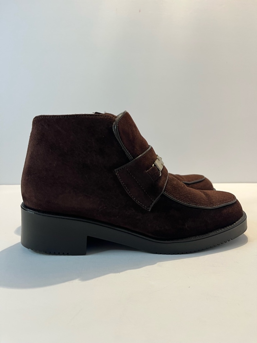 Hush Puppies Brown Suede Ankle Booties with Metal Bit - Picture 6 of 7